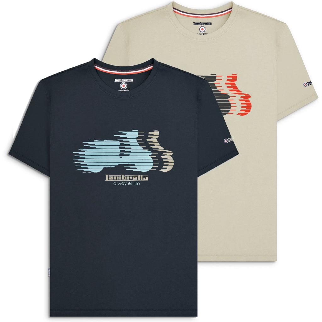 Mens Lambretta Scooter Design Logo Smart Classic Retro T-Shirt Sizes M to 4XL