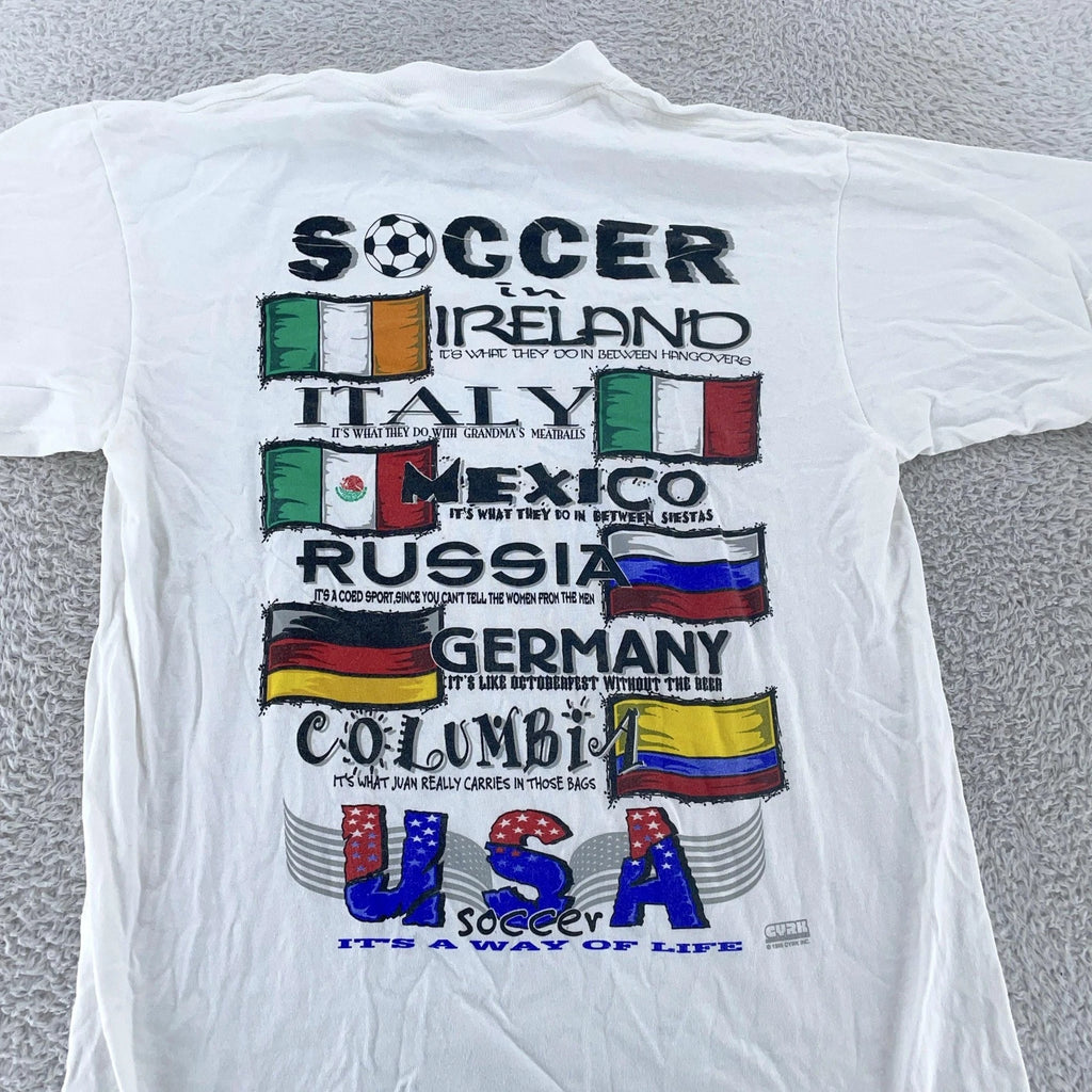 Vintage CYRK Soccer It's A Way of Life Shirt Mens S/M USA World Flags 90s Tee
