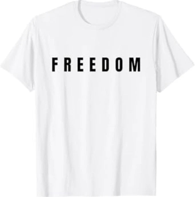 Freedom Black Text Minimalist Design,Bold Typography Graphic T-Shirt