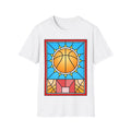 Basketball Stained Glass T-Shirt, Sports Graphic Tee, Ornamental Art, Pop Art