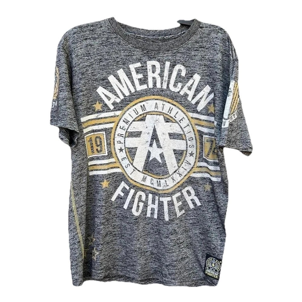 American Fighter Y2K Affliction Men's Gray T Shirt Graphic Sz Medium