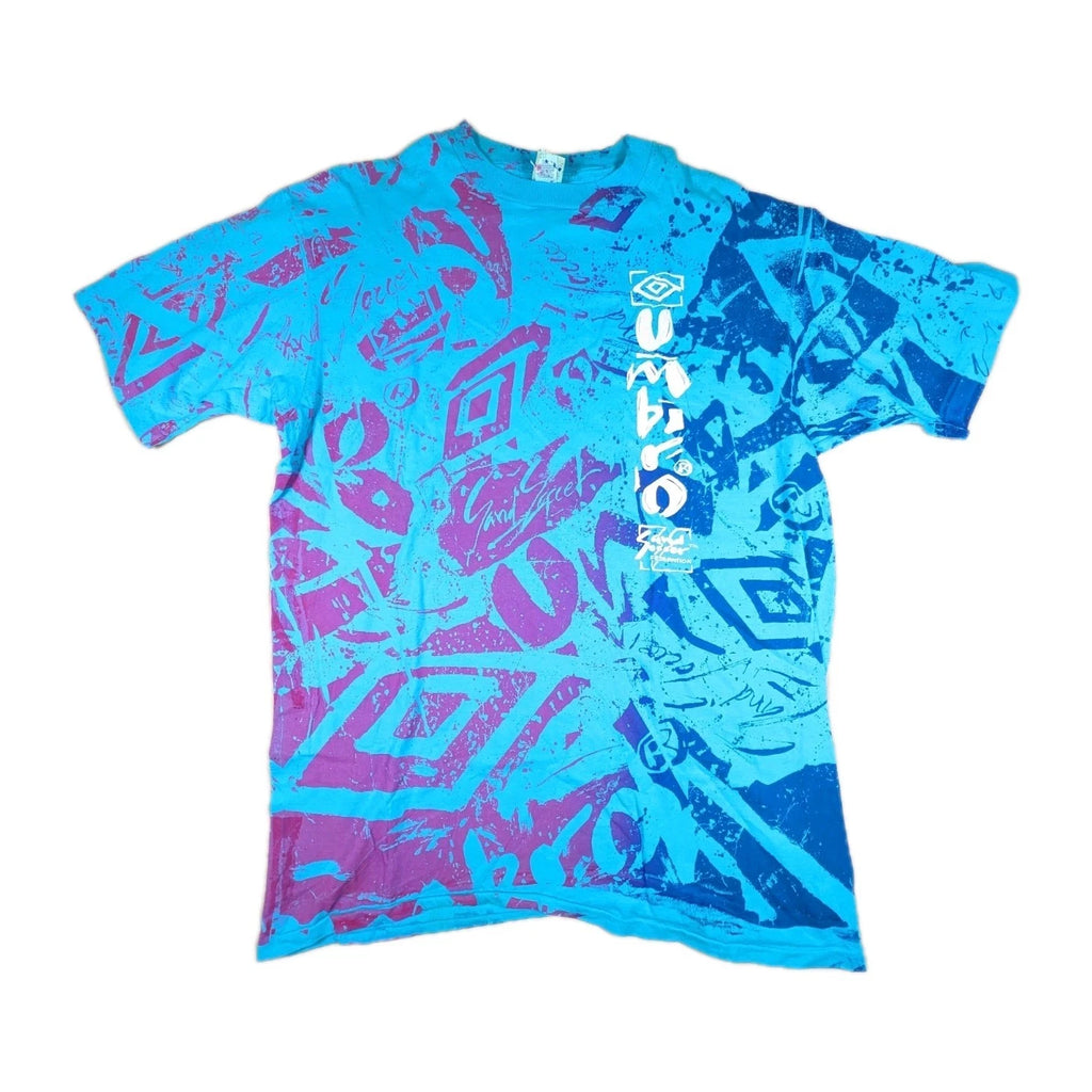 Vtg 90s XL 2XL Umbro T-Shirt Sand Soccer Grail All Over Print AOP USA Bright