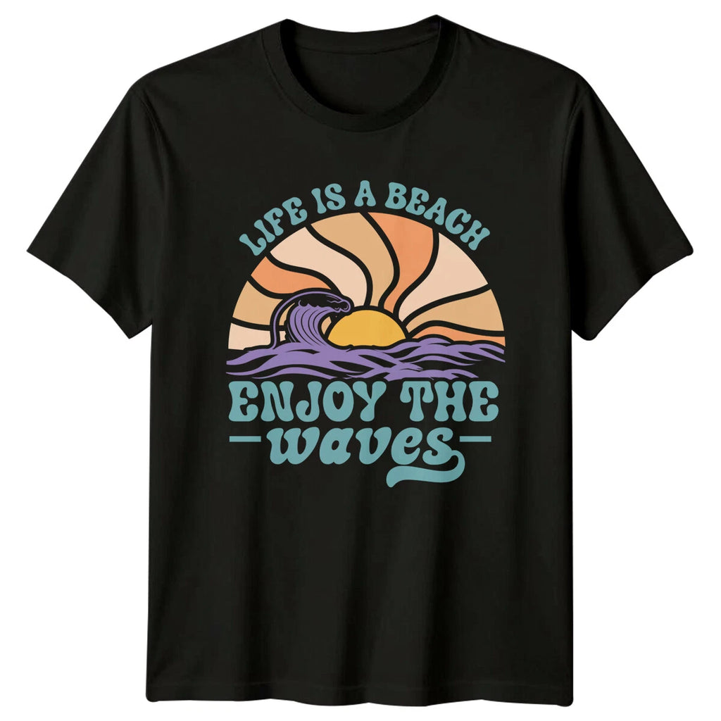 Life Is A Beach Enjoy The Waves T-Shirt Boho Summer Vacation Tee