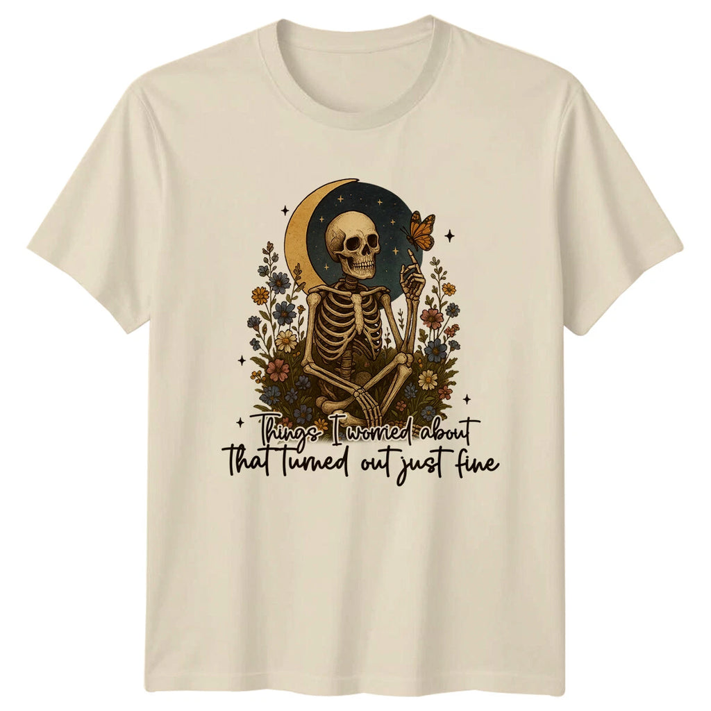 Skeleton Moon Things I Worried About Occult Mens T-Shirt Womens Graphic Tee