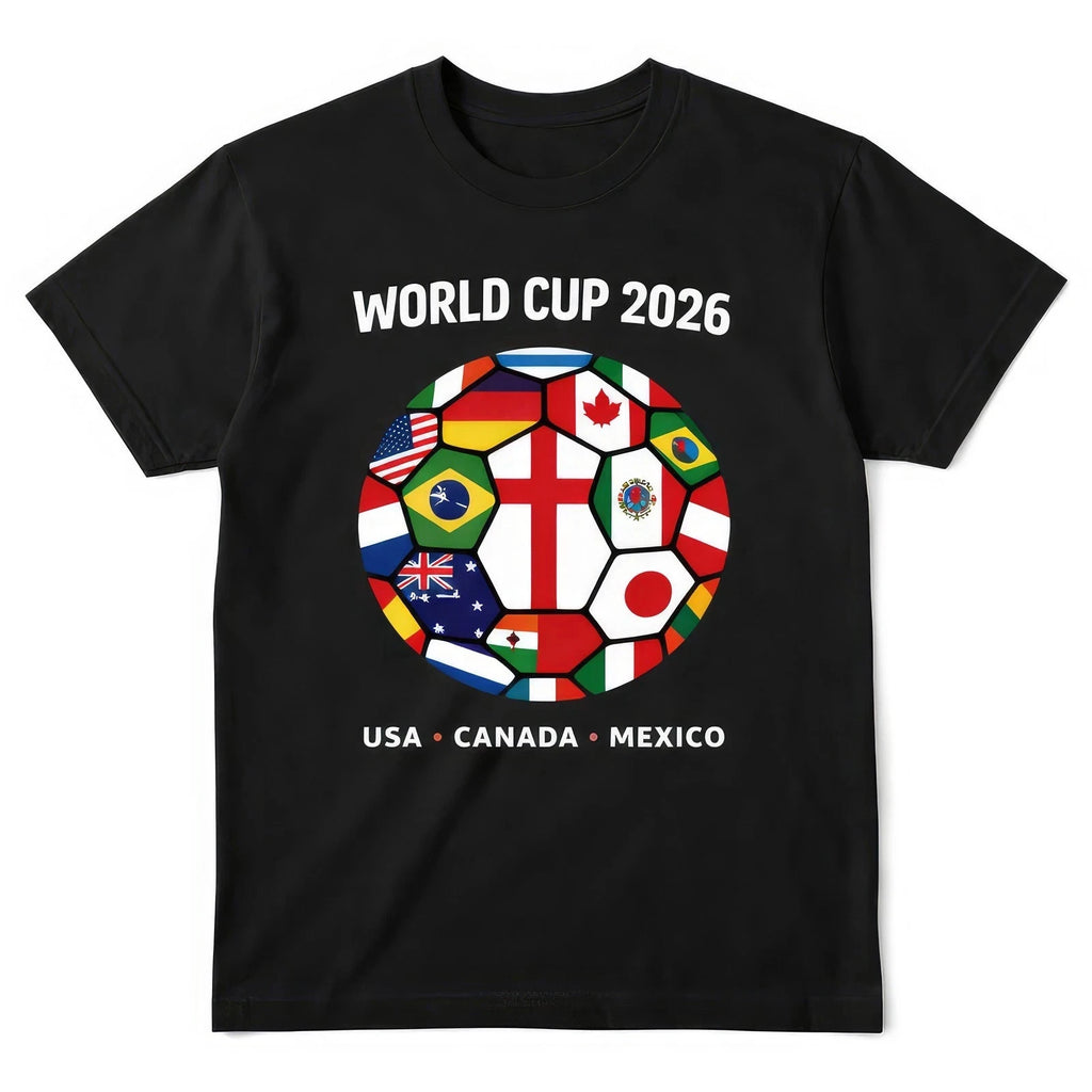 World Cup 2026 Football T-Shirt Flags Of The World Soccer Fan Graphic Tee