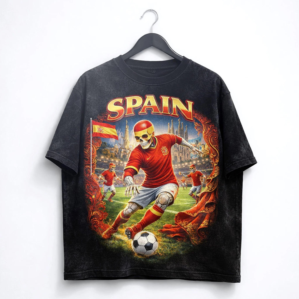 Spain Soccer Washed T-Shirt Spanish Football Graphic Tee World Cup 2026