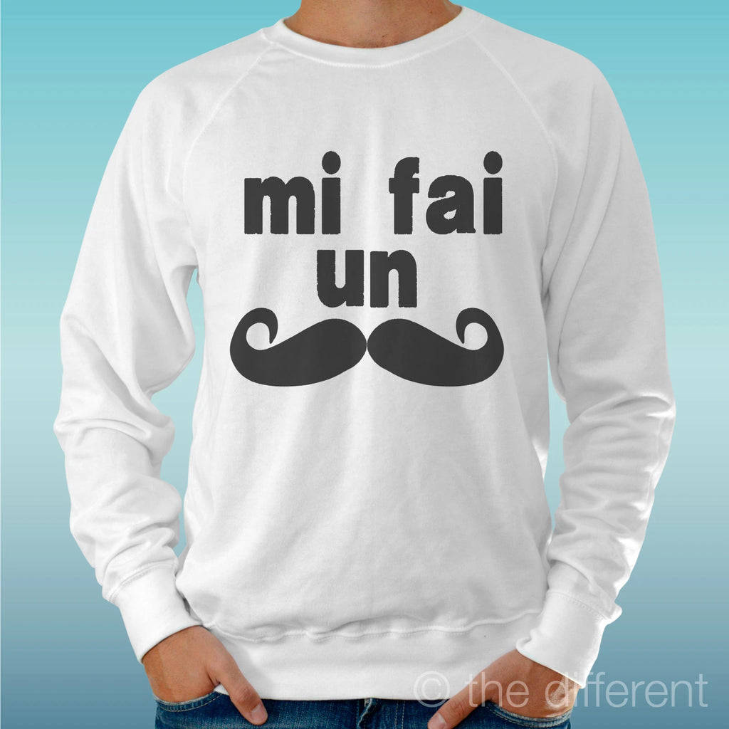 Felpa Man Light Sweater White " Me Do A Mustache Sentence " Road To Happiness