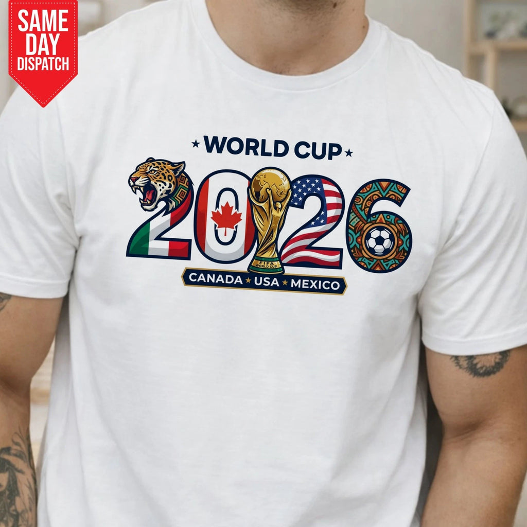 Canada USA Mexico World Cup 2026 T-Shirt Printed Patriotic Football Game Tee Top
