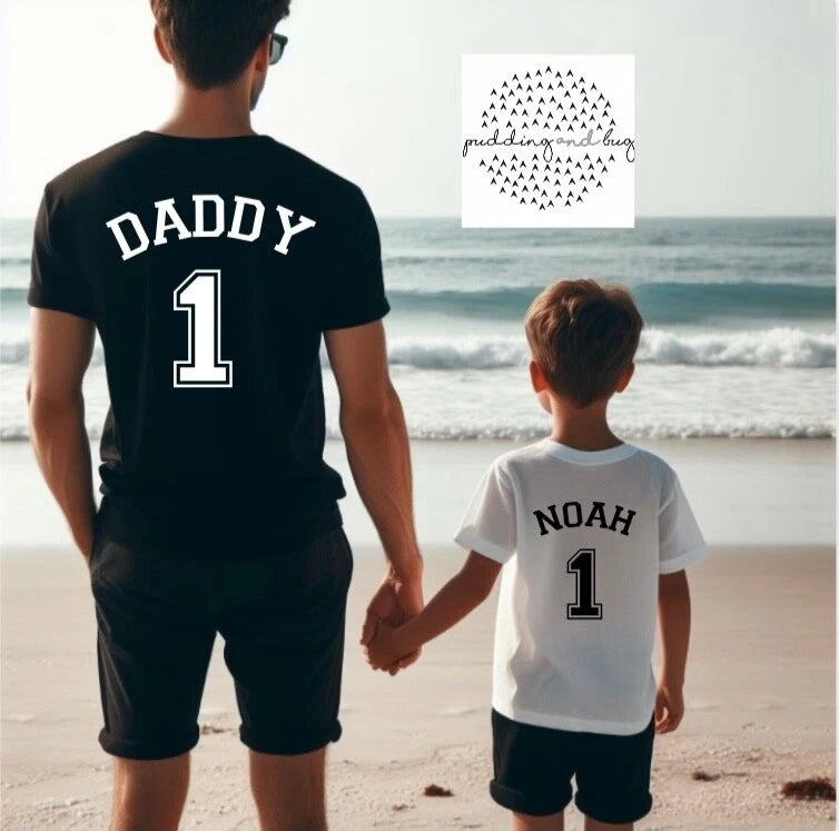 personalised daddy and son T-Shirt big man little man top Father’s Day gift
