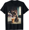 French Bulldog Drinking Iced Coffee Funny Animal T-Shirt