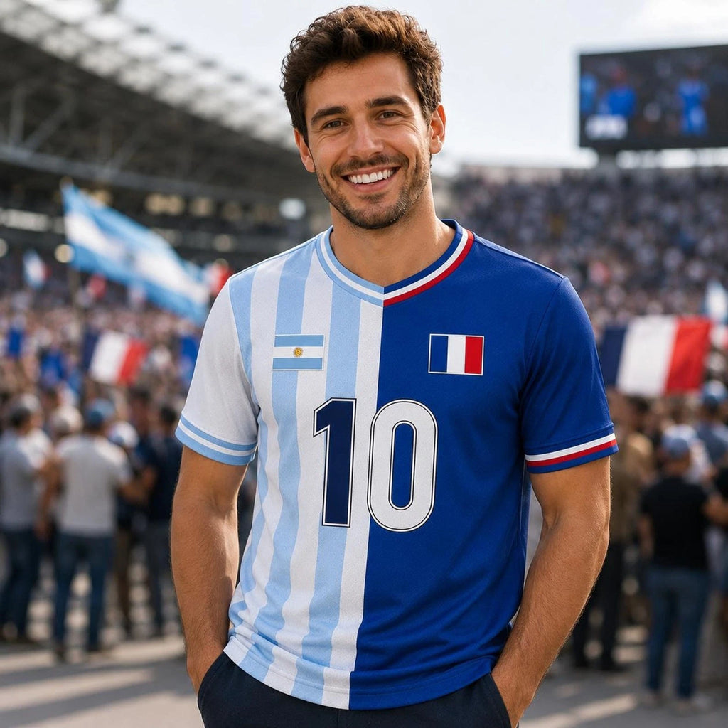 Personalized Half And Half Soccer Jersey Custom Dual Flag Football Shirt Gift, F