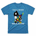 And Dad Tee Design Alone Autism Son You'll T-Shirt Men's Black Never Cotton Walk