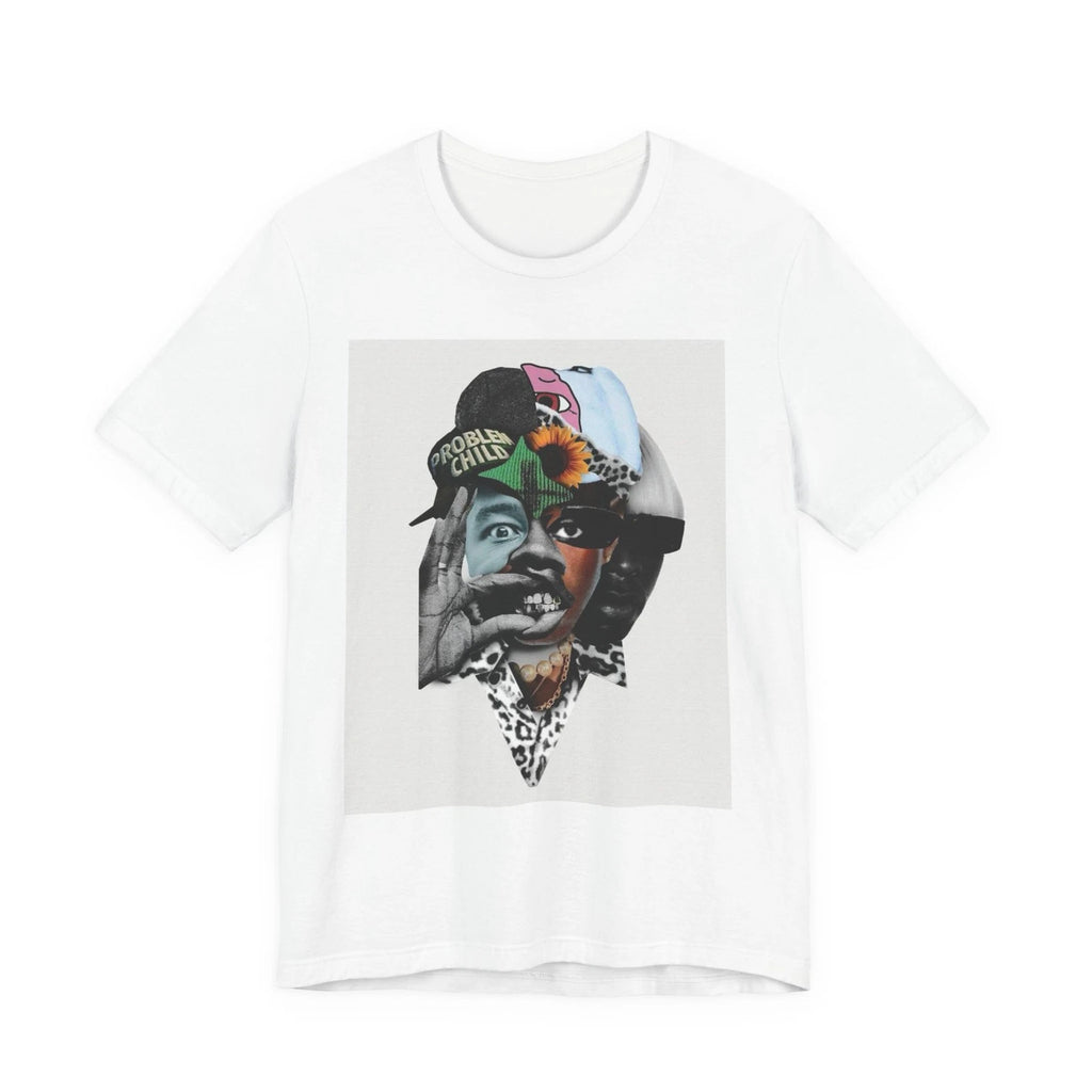 Abstract Collage Face Tee | Surreal Portrait Art, Mixed Media T-Shirt