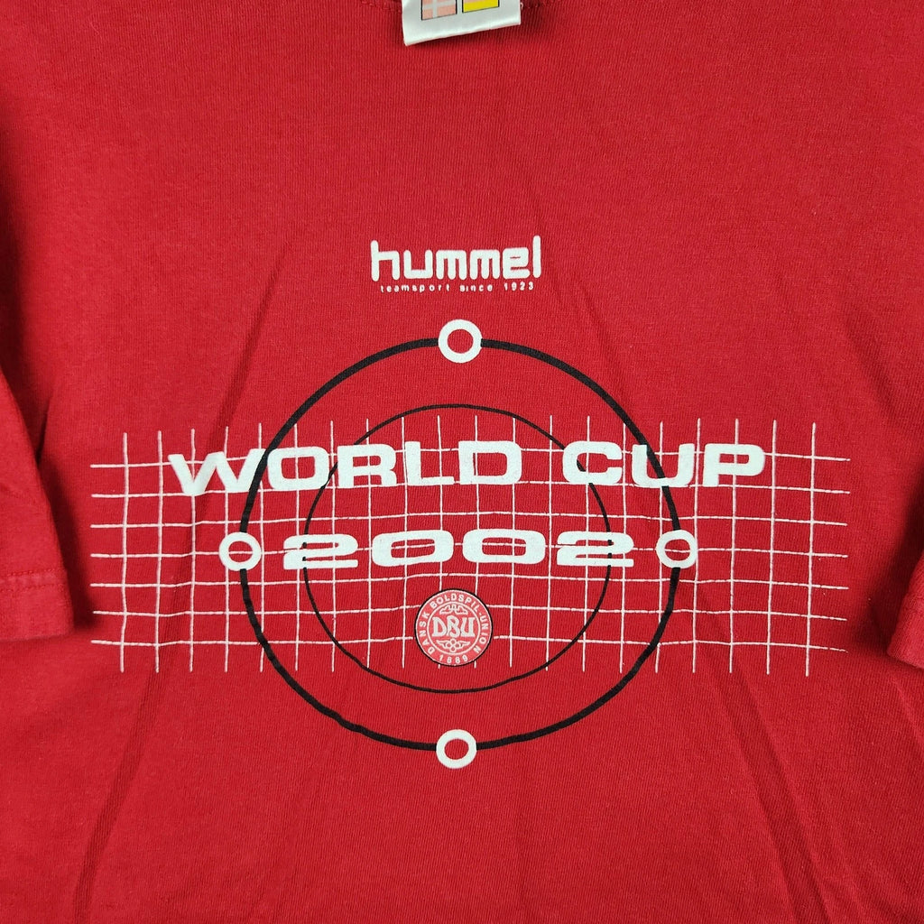 Vintage Hummel World Cup Shirt Mens XL Red 2002 Soccer Graphic Logo Sports Y2K