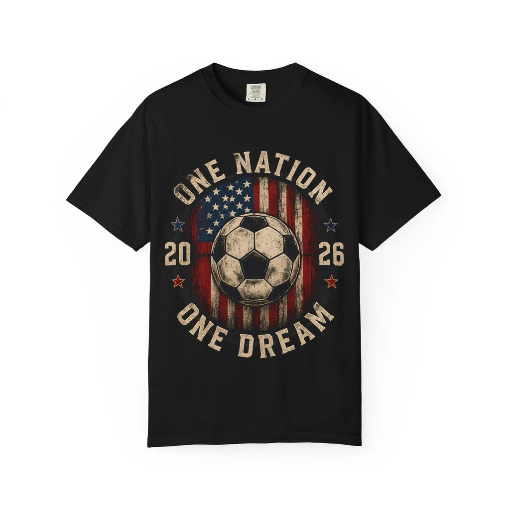 One Nation One Dream 2026 Soccer T-Shirt | American Flag Vintage