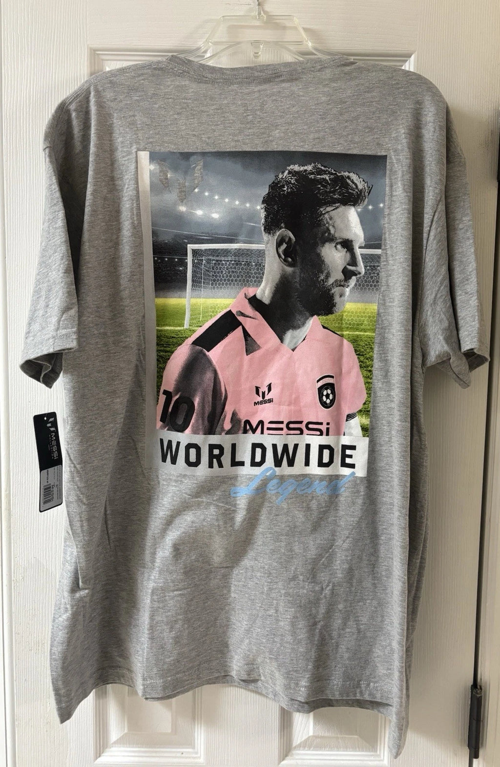 Messi #10 Graphic T Shirt Men’s XL Gray Soccer Fan Tee Worldwide Legend Print