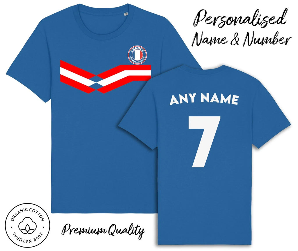 France Strip T-Shirt 2026 Personalised Name & No Adults Kids Baby,Football Euro