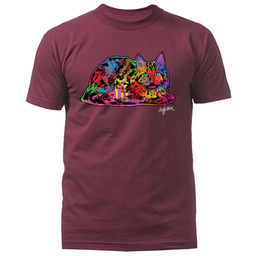 Colorful Neon Rainbow Pop Art Cat T-shirt