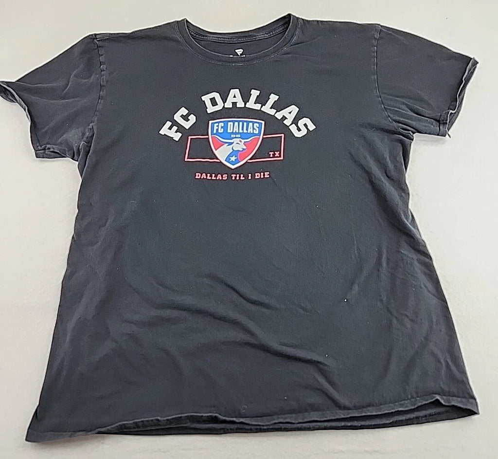 Distressed Fanatics Dallas FC Logo Mens XL Black Soccer Team T-shirt