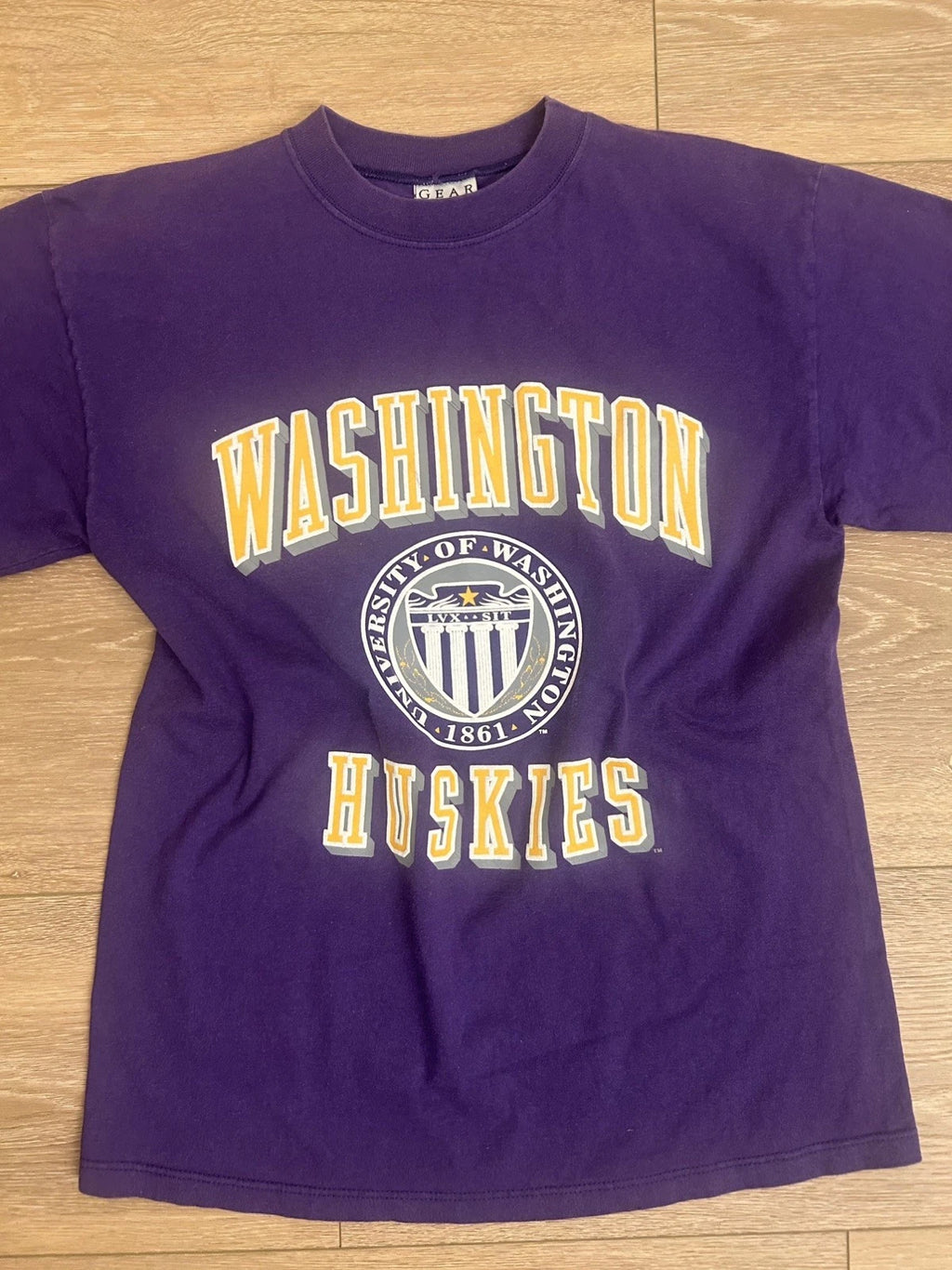 VTG 90s Washington Huskies T Shirt Mens M Purple NCAA Big Cotton USA Made Tee