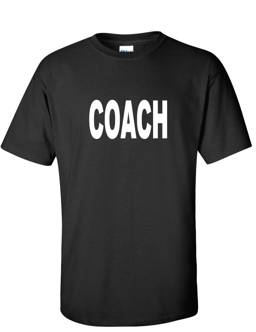 Coach Training Exercise Combat Sports Baseball Soccer Black White Cotton T-shirt