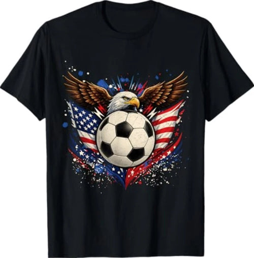 American Flag Soccer Ball 4th of July Patriotic Men Women T-Shirt