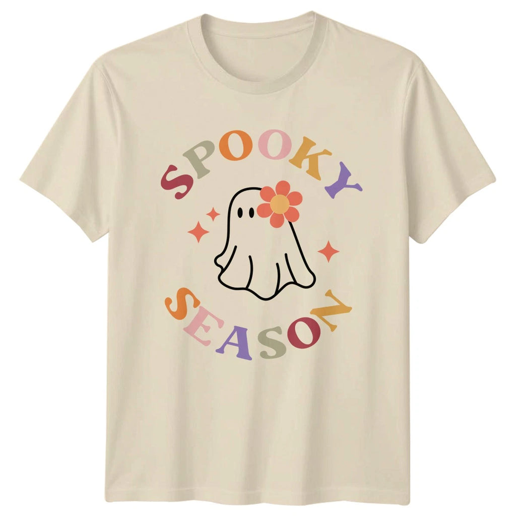 Spooky Season Womens T-Shirt Cute Ghost Halloween Halloween Gift For Her