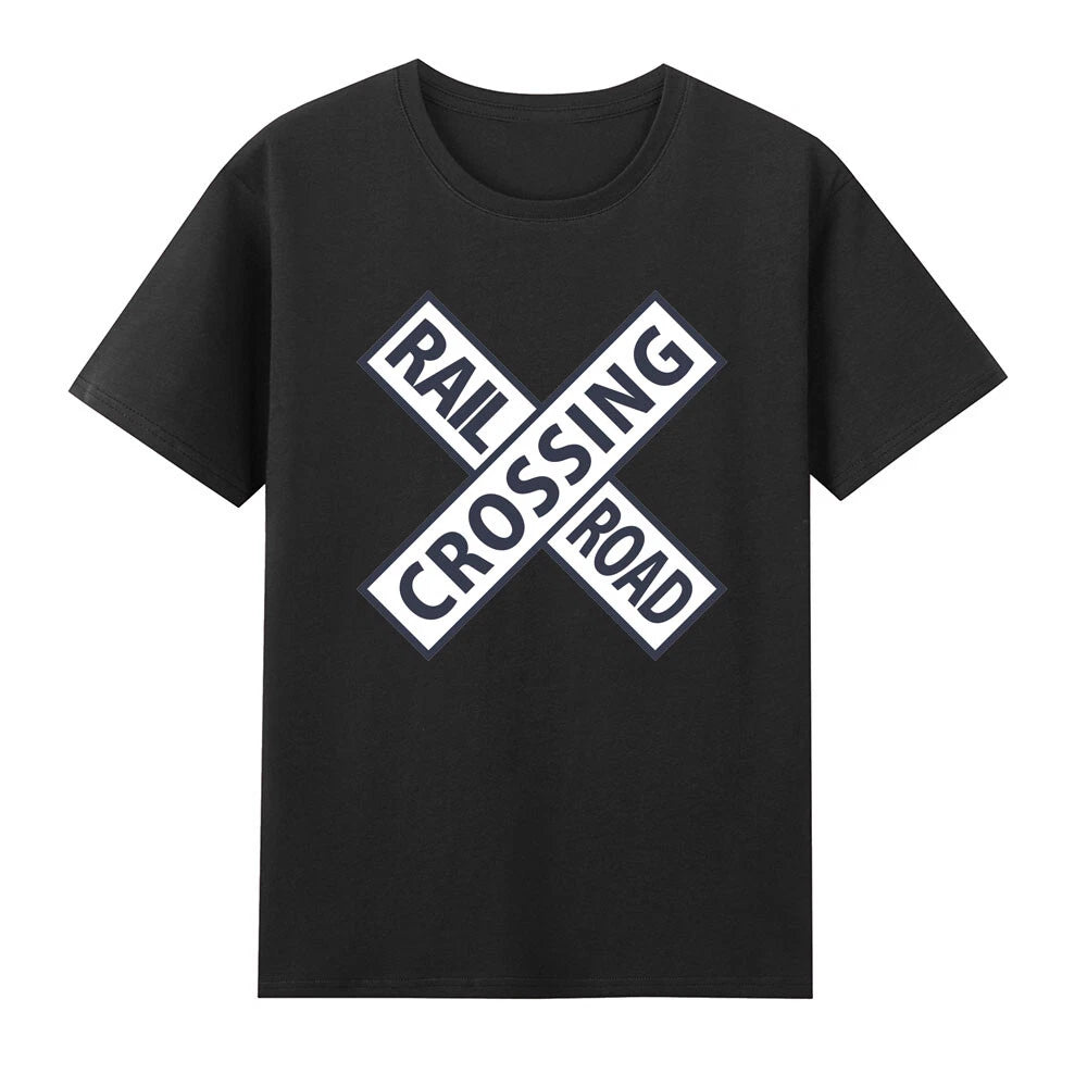 Railway Railroad Crossing Sign Train Worker Railfan T-Shirt