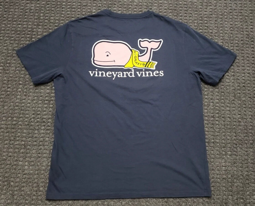 Vineyard Vines Men's Large Dark Blue T Shirt LA Galaxy MLS Soccer Football Scarf
