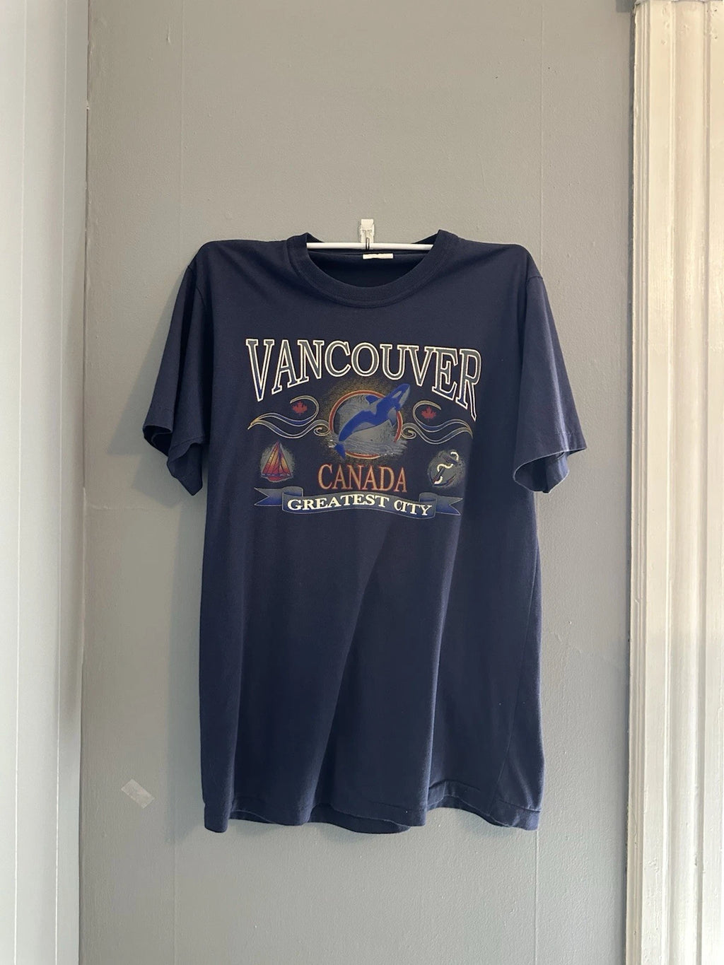 Vancouver Canada Vintage Tshirt Size Large Navy Made In Canada