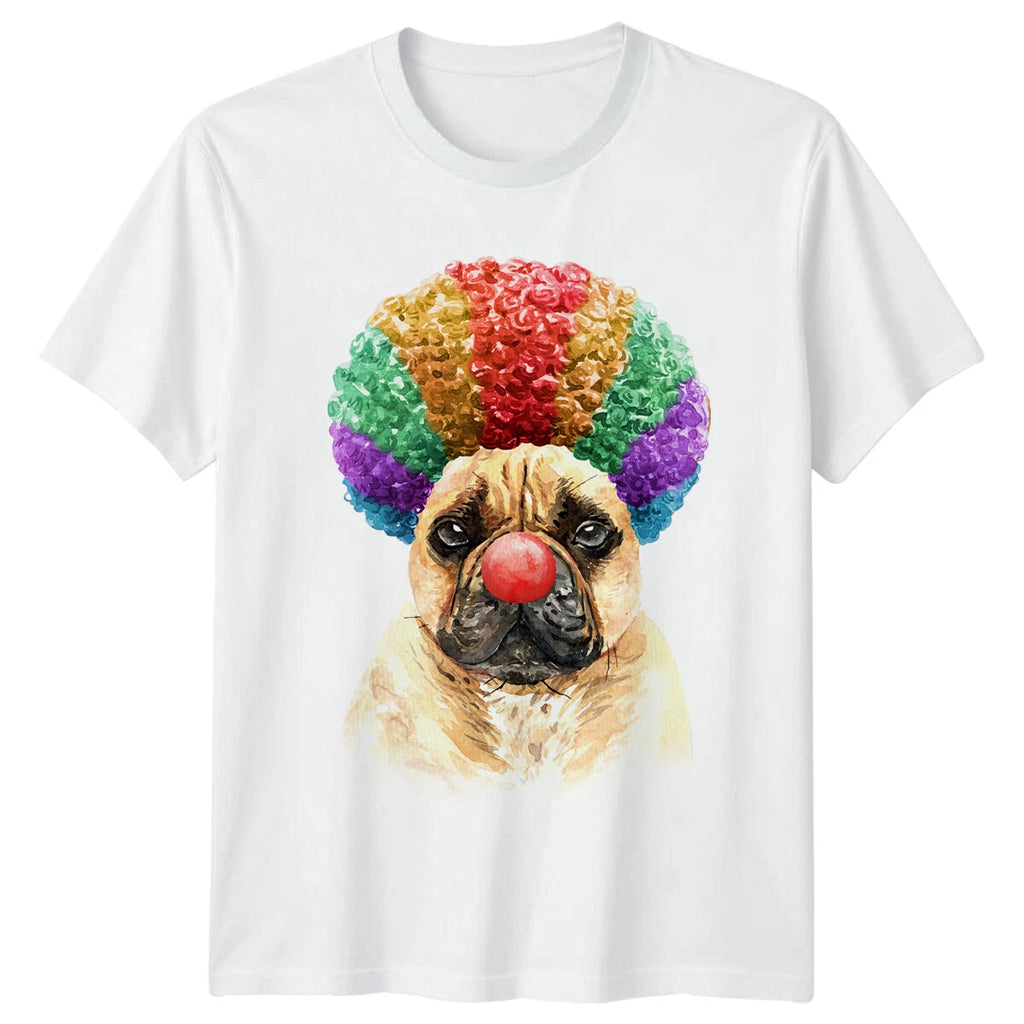 Pug Clown Dog Funny Animals Mens T-Shirt Cute Pet Tee