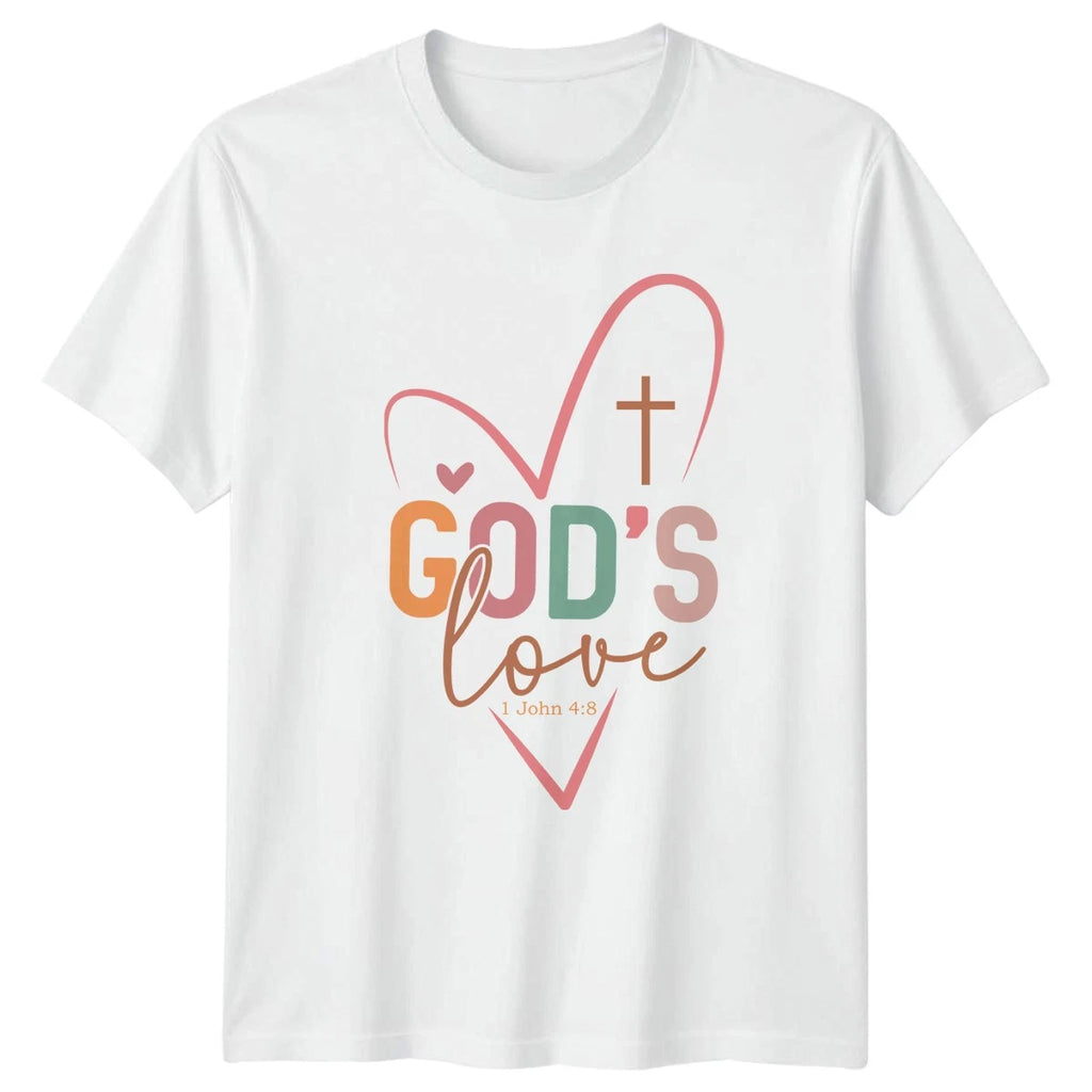 Gods Love 1 John 4:8 Womens T-Shirt Bible Verse Christian Faith