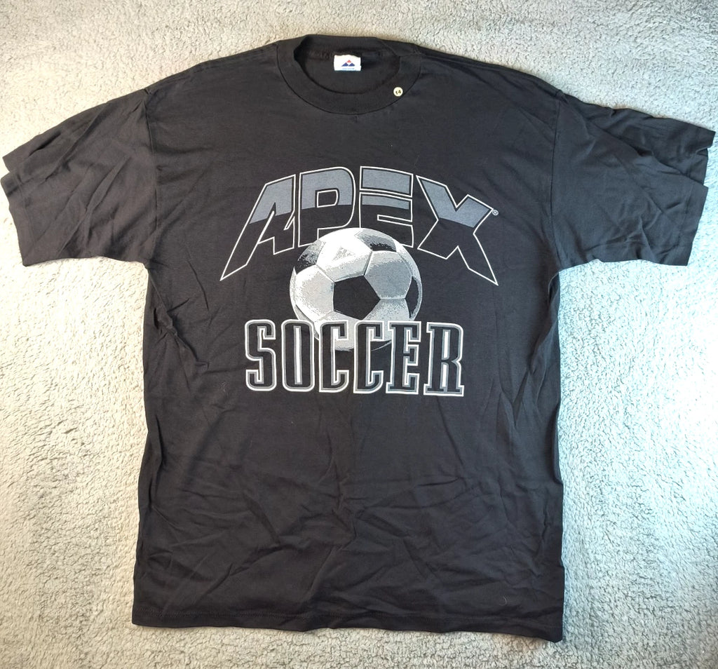 Vintage 90s APEX ONE Soccer T-Shirt Men’s Size XL Black USA