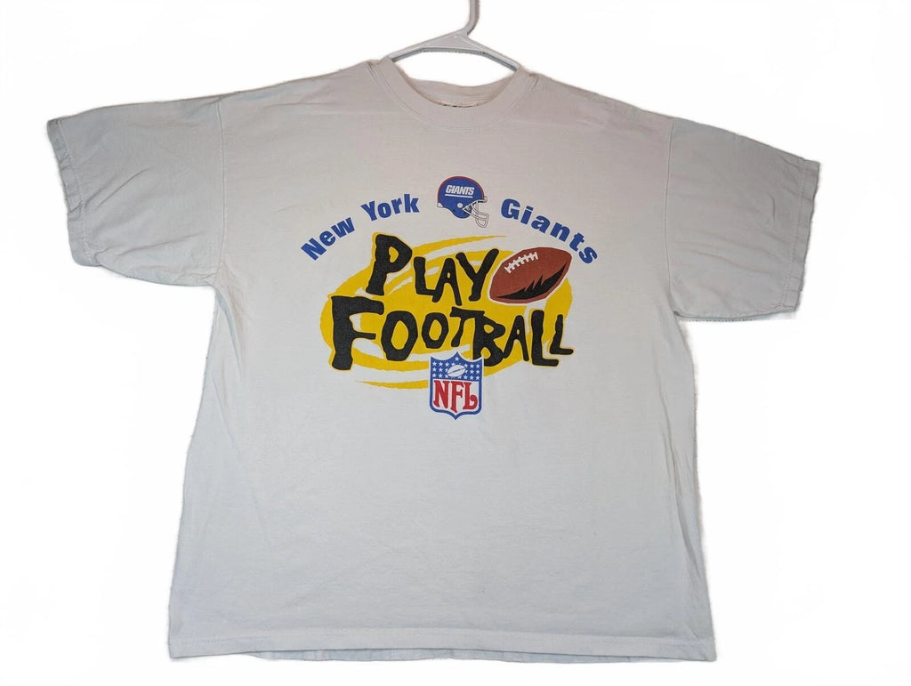 Logo Athletic New York Giants Play Football Graphic T-Shirt Mens XL White
