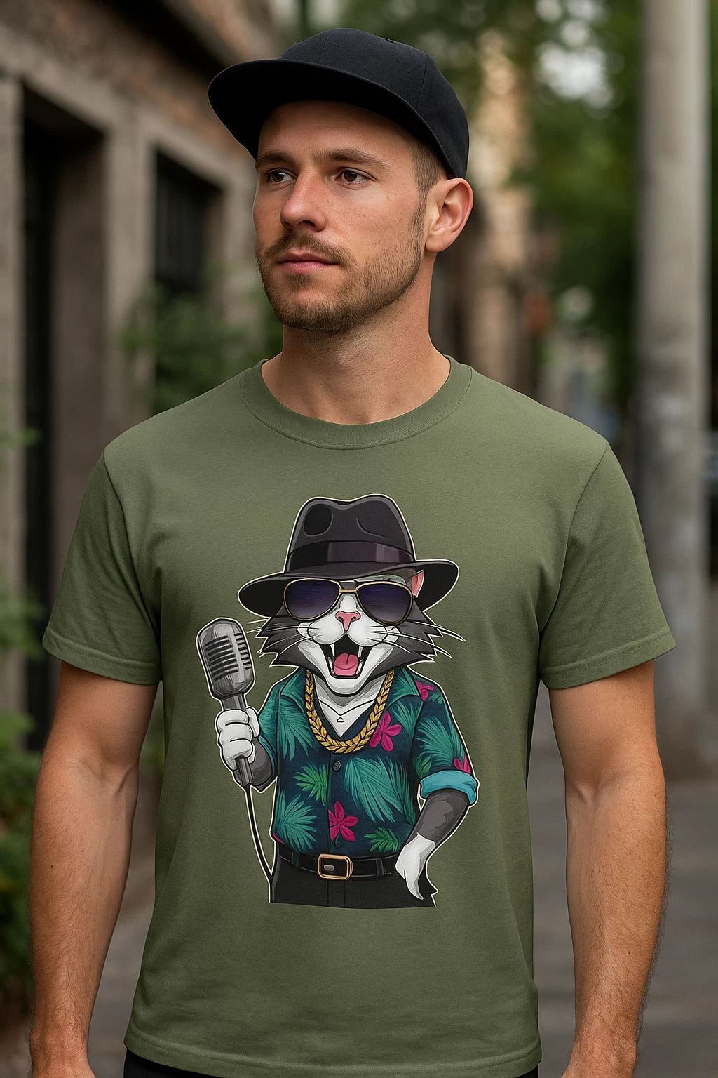 Funny Retro Cat Singer T-Shirt – Cool Graphic Tee for Music Lovers & Cat Fans
