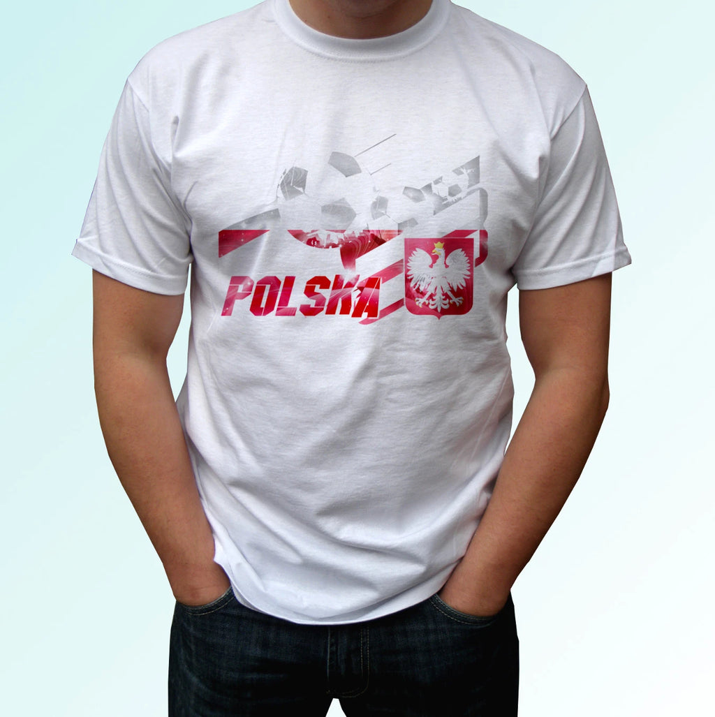 Poland football flag white t shirt soccer tag Polska koszulka gift top tee