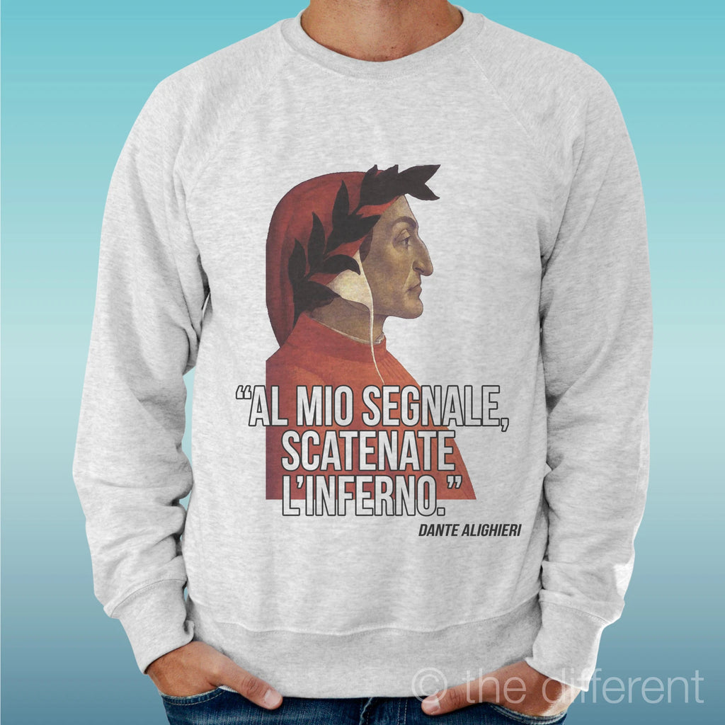 Felpa Man Light Sweater Light Grey " Al My Signal Dante Funny "