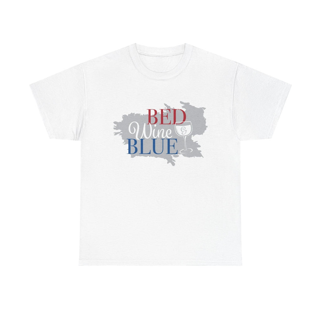 Unisex Heavy Cotton Tee with 'Bed Wine Blue' Design - Casual Tee, Wine [...]