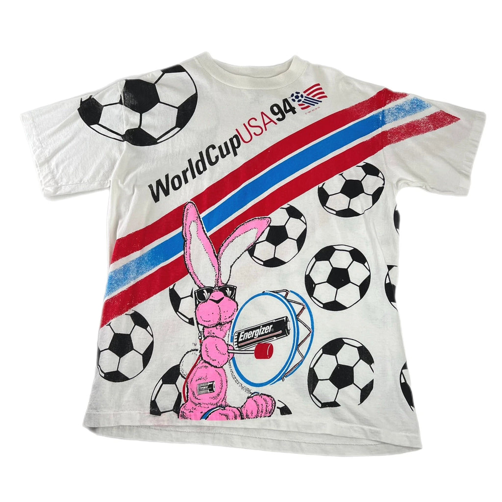 Vintage 1994 World Cup Soccer All Over Print Energizer Bunny Double Sided XL