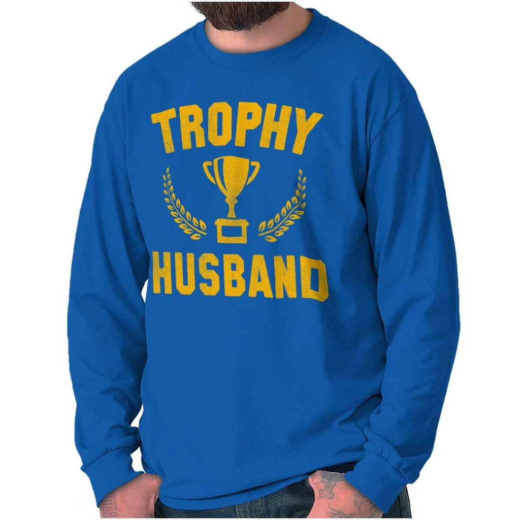 Trophy Husband Dad Jokes Groom Wedding Gift Long Sleeve T Shirts Tees For Men