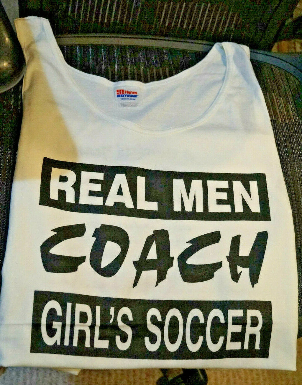 REAL MEN COACH GIRL'S SOCCER NOVELTY TANK T TEE T-SHIRT DAD SZ 2XL XXL NEW