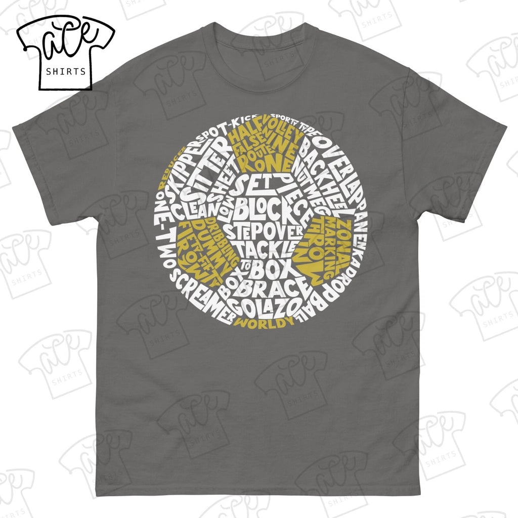 Soccer Word Art T-Shirt, Adult Unisex Tee, Football Terminology & Slang Design