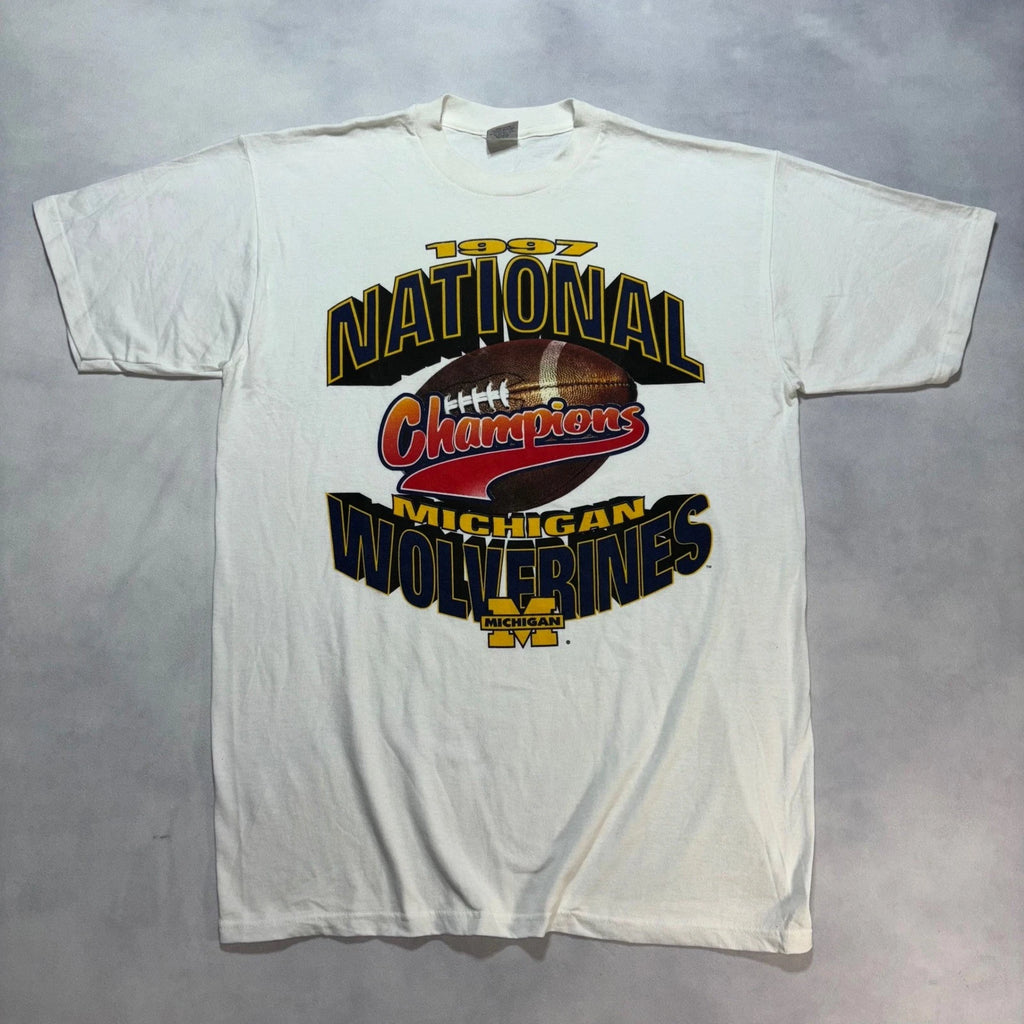 Vintage 90's Michigan Wolverines Football National Champions T-Shirt Men's XL