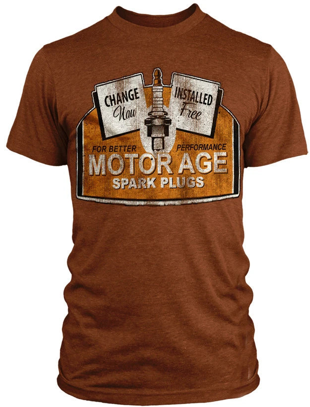 Motor Age Pin Up Punk Street  Gothic Americana Tattoo Art Men's Tee SPARK PLUGS