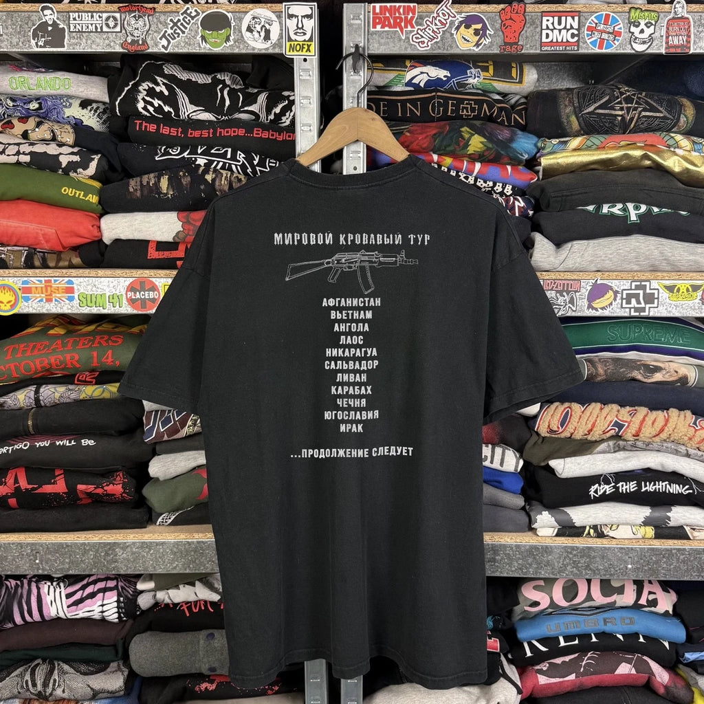 90s Kalashnikov AK-47 Tour Aged T-Shirt Black XL