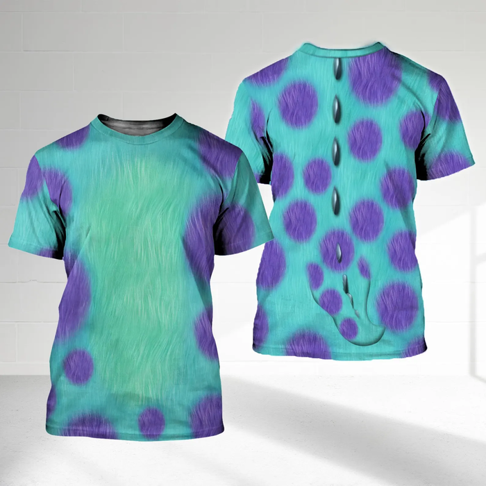 Sulley Monsters Inc 3D Shirt, Big Green And Purple Monster Costume Shirt