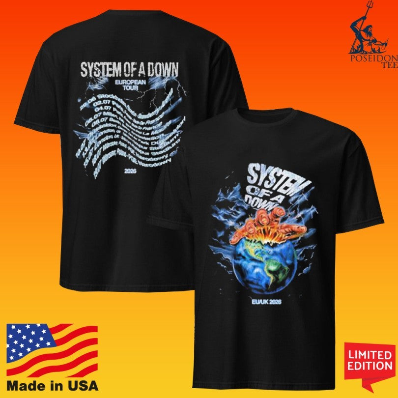 System Of A Down Soad Eu And Uk Tour 2026 World Shattered Tour Dates T-shirt