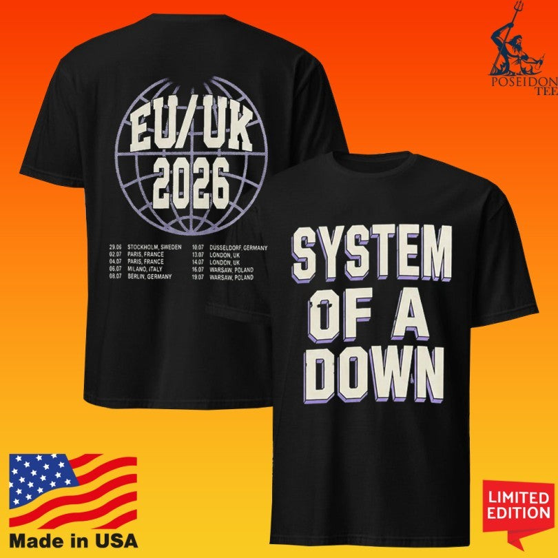 System Of A Down Soad European And Uk Stadium Tour 2026 T-shirt