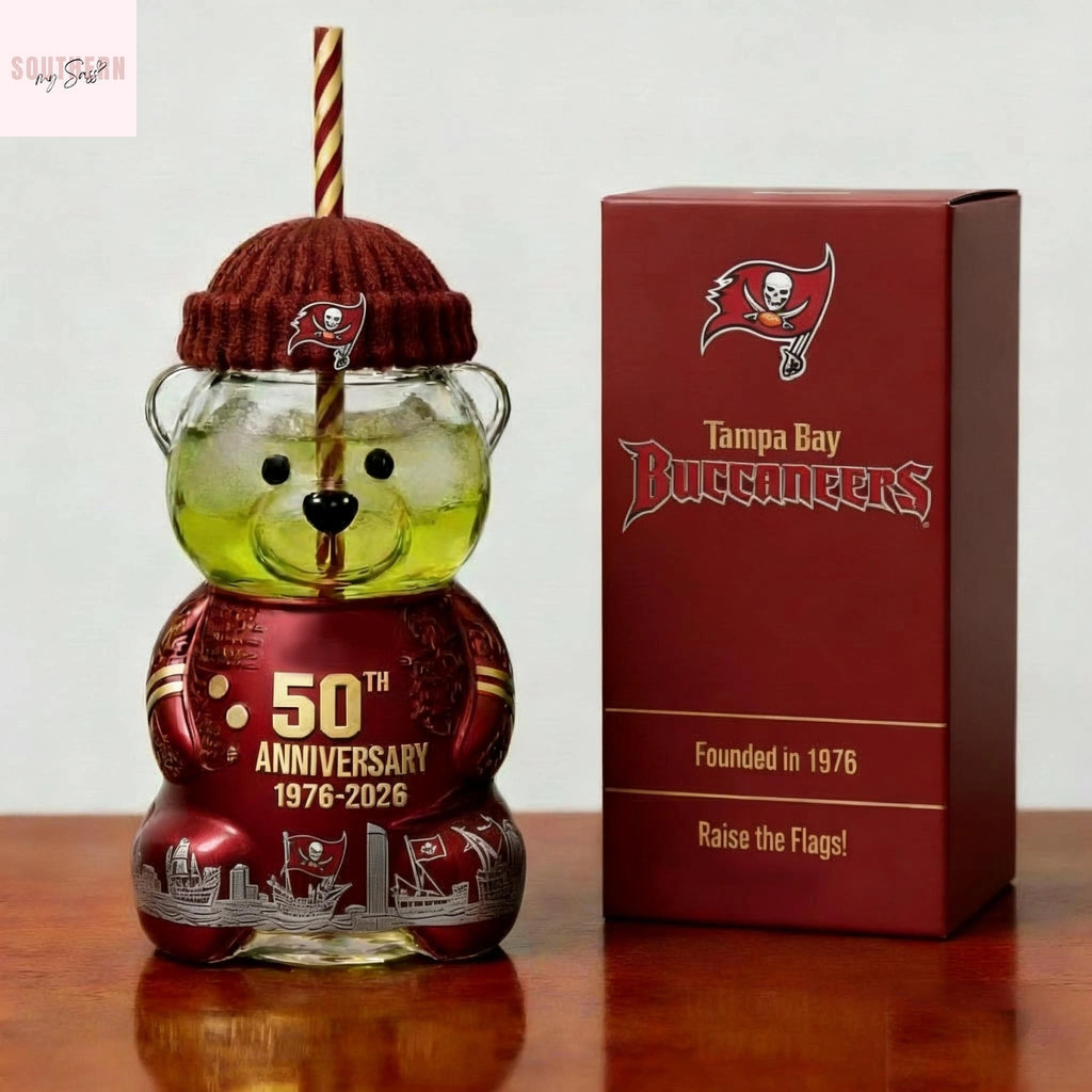 Tampa Bay Buccaneers 50th Anniversary 2026 Bear Glass Cup