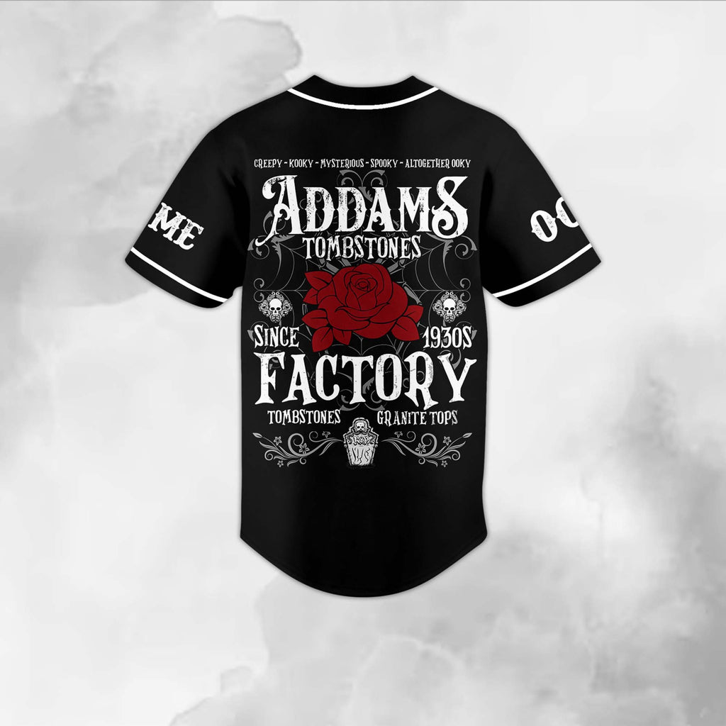 The Addams Family Tombstones Factory Black Custom Baseball Jersey
